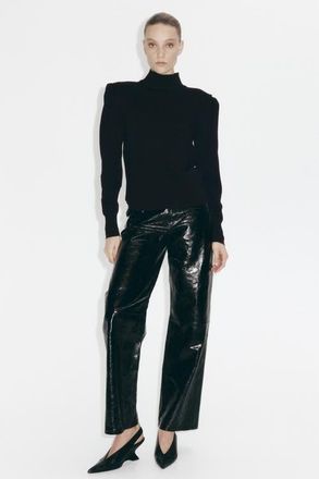 H&M Fine-knit Turtleneck Top in Black at Nordstrom, Size X-Small