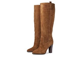 Veronica Beard Vesper Wide Calf Womens Boots Mocha Brown Suede : 7 M, Leather