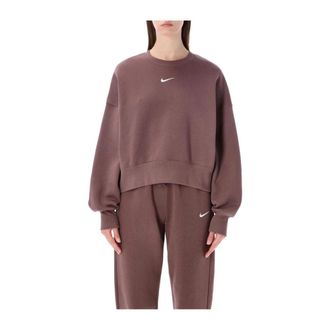 Nike Phoenix Fleece Oversized Crewneck Sweatshirt - Dames - Sportshirts - Bruin - L - Katoen - Fitness