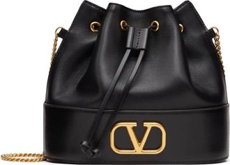 Valentino Garavani Tassen, Dames, Zwart, ONE Size, Leer, VLogo Signature Mini Bucket Bag
