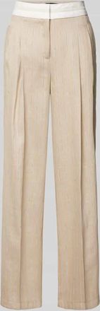 Cambio Cambio Wide Leg Leinenhose mit Bundfalten Modell ANNY in Beige, Gr&ouml;&szlig;e 38