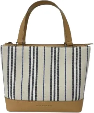 Burberry Pre-owned Tote Bags, female, Multicolor, Size: ONE SIZE Pre-owned Canvas Leather Handbag