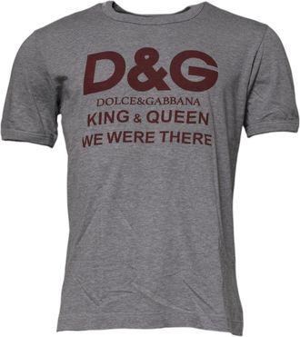 Dolce & Gabbana Mens King Queen Graphic Tee - Grey Cotton - Size EU 46 (Mens)