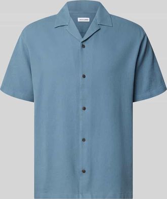 Jack & Jones Jack & Jones Regular Fit Freizeithemd mit Strukturmuster Modell Global in Jeansblau, Gr&ouml;&szlig;e XXL