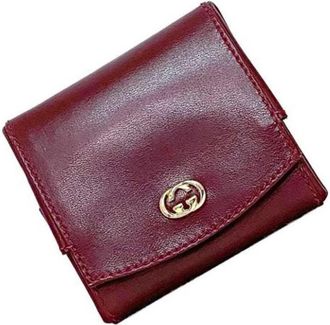 Gucci Pre-owned Leren Portemonnee - Dames - Vintage Accessoires - Rood - ONE Size - Leer - Vintage