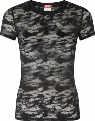 Diesel Tops, Dames, Zwart, S, Nylon, Kasia Utlt T-Shirt