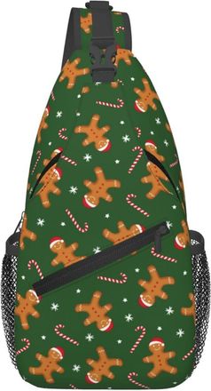 Generic Christmas Candy Canes Snowflakes Gingers Bread Man Sling Bag Adjustable Crossbody Bag Lightweight Crossbody Bags For Workout Casual Cycling