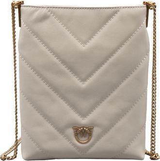 Pinko Flat Satchel - Dames - Schoudertassen - Wit - ONE Size - Katoen - Tassen