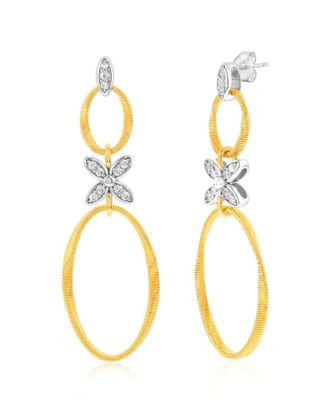 Suzy Levian Suzy Levian Golden Helix Silver Cz Dangle Drop Earrings