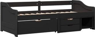 vidaXL Div&aacute;n Con 3 Cajones Sin Colch&oacute;n Irun Negro 90x200 Cm Vidaxl