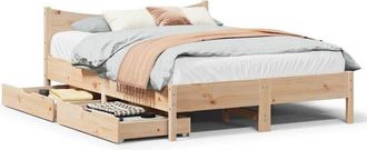 vidaXL Estructura De Cama Con Cajones Madera Maciza Pino 120x190 Cm Vidaxl