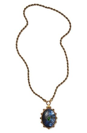 Versace Cabochon Pendant Necklace in Gold Palladium Green Blue at Nordstrom