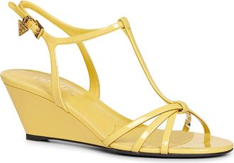 Prada Womens Sandals Pineapple Patent Leather Yellow Calf