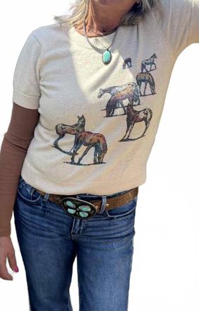 Pendleton Wild Horses Cotton Tee In Beige