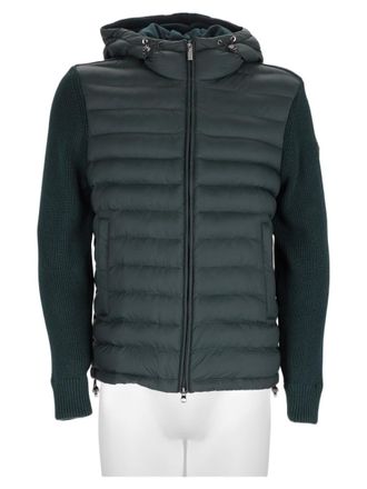 Colmar Green Quilted Padded Ribbed-Sleeve Down Jacket