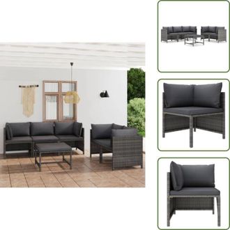 vidaXL The Living Store Set Divani da Giardino 6 pz con Cuscini in Polyrattan Grigio - Salotto da esterno
