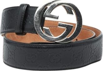 Gucci Pre-owned Belts, female, Black, Size: ONE SIZE Pre-owned Guccissima Leather Belt