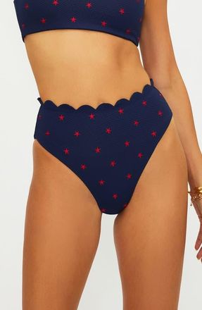 Beach Riot Nessa High Waist Bikini Bottoms in Star Spangled Seas at Nordstrom, Size X-Small