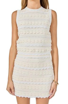 endless rose 3D Floral Open Stitch Knit Minidress in Cream at Nordstrom, Size X-Small