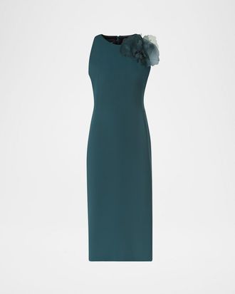 Akris 3D Anemone Flower Silk Crepe Sheath Dress