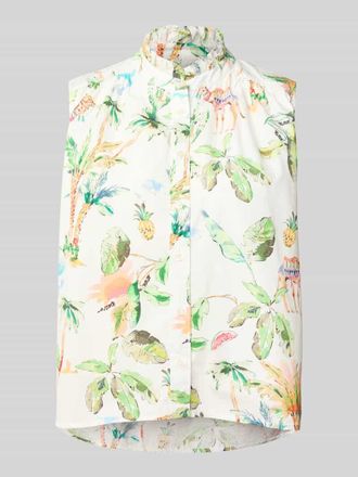 Emily van den Bergh Bluse mit R&uuml;schenkragen und Knopfleiste in Offwhite, Gr&ouml;&szlig;e 36