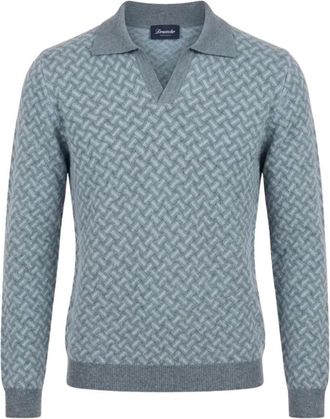 Drumohr Polo sin botones en V - Tops - Hombre - Azul - S