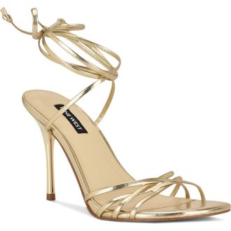 Nine West Opela Ankle Wrap Sandal in Gold at Nordstrom, Size 5.5
