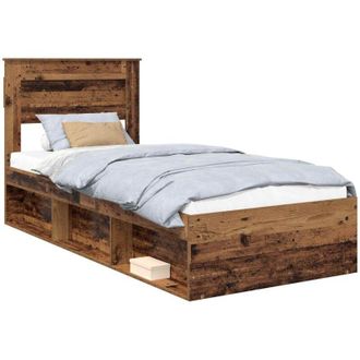 vidaXL Estructura De Cama Con Cabecera Madera Vieja 75 X 190 Cm Vidaxl