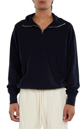 Les Tien Pique Banded Half Zip Yacht Pullover in Navy at Nordstrom, Size Xx-Large