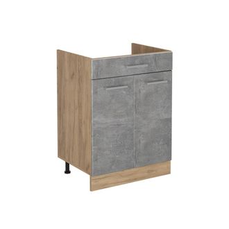 Vicco Mueble Bajo De Cocina R-line, Hormig&oacute;n/roble Dorado, 60 Cm Con Caj&oacute;n Sin Encimera, Vicco