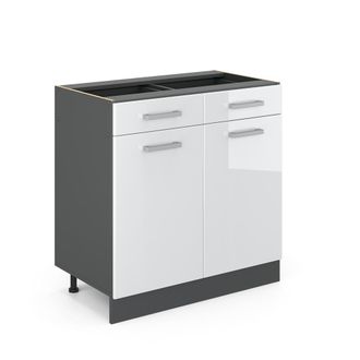 Vicco Mueble Bajo De Cocina R-line, Blanco Alto Brillo, 80 Cm Sin Encimera