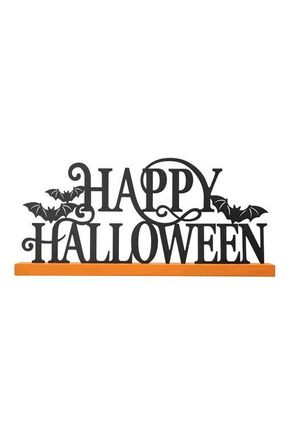 Glitzhome Halloween Wood & Metal HAPPY HALLOWEEN Table Decor in Black at Nordstrom, Size Medium