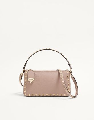 Valentino Garavani Borsa Piccola A Tracolla Rockstud In Vitello Granato Donna POUDRE UNI