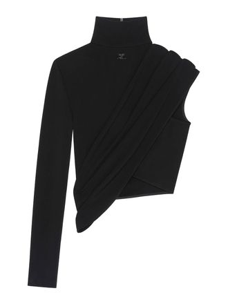 Courr&egrave;ges Asymmetric Cropped Jersey Top