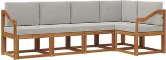 vidaXL Conjunto De Sof&aacute;s De Exterior 5 Uds. Gris Natural Y Claro Vidaxl