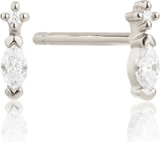 Lily & Roo Silver Marquise Diamond Stud Earrings