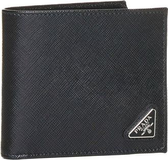 Prada Mens Wallet Saffiano Leather Black Cotton & Cardholders