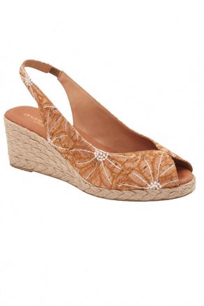 Andr&eacute; Assous Womens Audrey Cork Slingback Wedge Sandal In Natural Multi