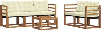 vidaXL Conjunto De Sof&aacute;s De Exterior 6 Uds. Natural Y Crema Vidaxl