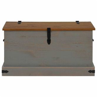 Berkfield Home Storage Chest HALDEN Grey 91x48x47 cm Solid Wood Pine | Size: 91 x 48 x 47 cm