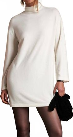 perfectwhitetee Anette Brushed Sweater Mock Neck Dress In Sugar