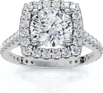 Pompeii3 1 1/3Ct Round Halo Diamond Engagement Ring 14k Gold Lab Grown