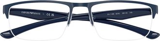 Emporio Armani Rechthoekig Optisch Montuur - Heren - Brillen - Blauw - 56 MM - Accessoires