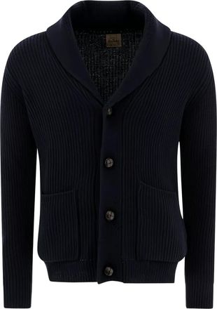 Rakk&igrave; Cardigan a coste con scollo a scialle - Blu