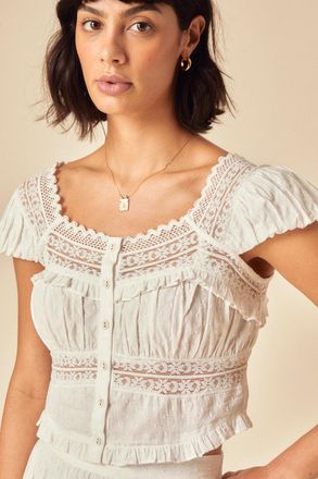 Nobody's Child White Lace Detail Top