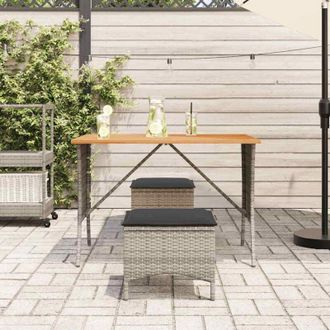 vidaXL Vidaxl - Garden Table with Acacia Wood Top Grey 105x75x72 cm Poly Rattan