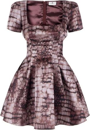 Elisabetta Franchi Kleedjes, Dames, Bruin, XL, Satijn, Mini Jurk