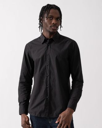 Boss Orange by Hugo Boss Relegant 6 Mens Regular-Fit Shirt in Cotton Poplin with Kent Collar - Black - Size X-Large