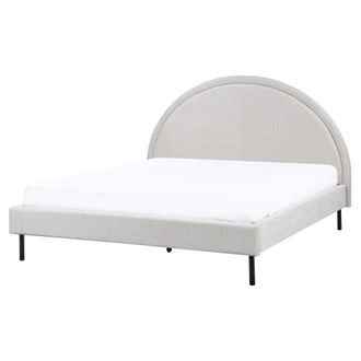 Beliani Cama Minimalista De Tela Tapicer&iacute;a Poli&eacute;ster Somier Cabecero Semicircular 160 X 200 Cm Gris Claro Margut