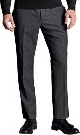 CHARLES TYRWHITT Natural Stretch Twill Suit Pants In Charcoal